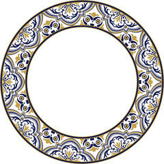 Vintage botanic garden retro pattern stylish round frame