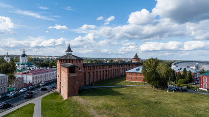 Fototapeta na wymiar panoramic view of the historical center of the city of Kolomna from a drone in summer