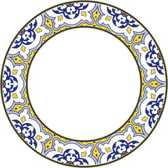 Vintage botanic garden retro pattern stylish round frame