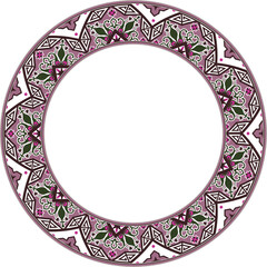 Vintage botanic garden flower retro pattern stylish round frame