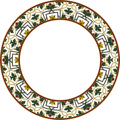 Vintage pattern stylish round frame botanic garden flower leaf