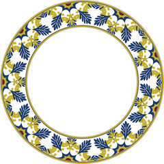 Vintage pattern stylish round frame botanic garden leaf