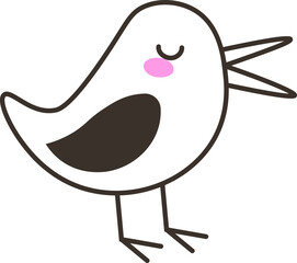 Vector isolated small flying bird contour black line simple graphic drawing. Drawn bird icon, logotype, symbol EPS