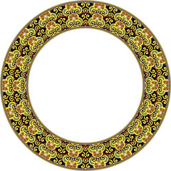 Vintage pattern stylish round frame botanic garden spiral plant flower leaf