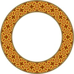 Vintage pattern stylish round frame polygon cross line yellow flower