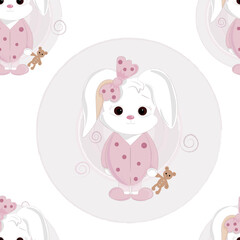 seamless pattern with rabbit  in pink