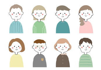 男性と女性のかわいいアイコン　笑顔