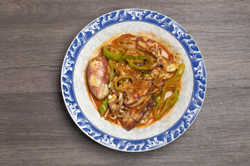 Stir fried squid curry paste.Thai food