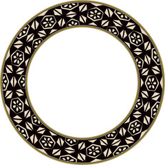 Vintage botanic garden retro pattern stylish round frame