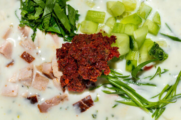 Okroshka with kefir.