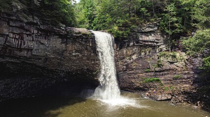 Beautiful scene of Foster Falls flowing down a cliff, Tennessee, USA