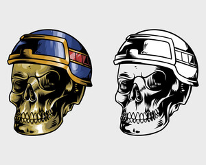skull and helmet