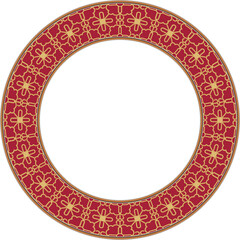 Vintage pattern stylish round frame golden curve cross line
