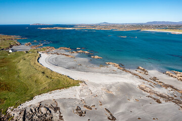 Aerial view of Cloughcorr beach on Arranmore Island in County Donegal, Republic of Ireland