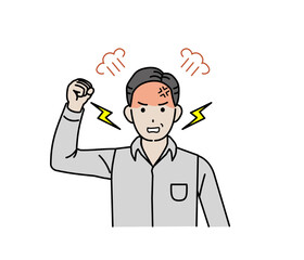 激怒する中年の男性　怒る　怒鳴る　キレる　イラスト
