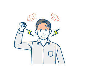 激怒する中年の男性　怒る　怒鳴る　キレる　イラスト