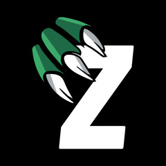  Jurassic style letter Z. Mascot sports logo design