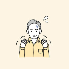 手が痺れる中年の男性　麻痺　リウマチ　病気　症状　イラスト