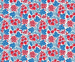 Khokhloma Seamless Pattern. Vector Illustration.