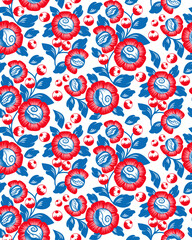 Polkhov-Maidan painting. Seamless Pattern.  Vector Illustration.