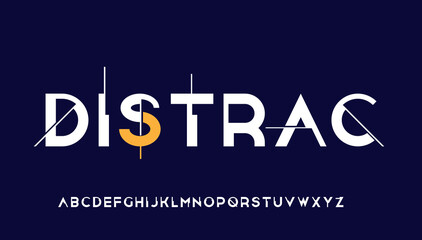 modern stylish distrac typography letter logo design