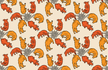 Rat King Seamless Pattern. Vector Illustration