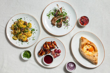 Assorted dishes of Georgian cuisine