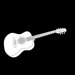 Obraz na płótnie Canvas 3d guitar outline Realistic drawing