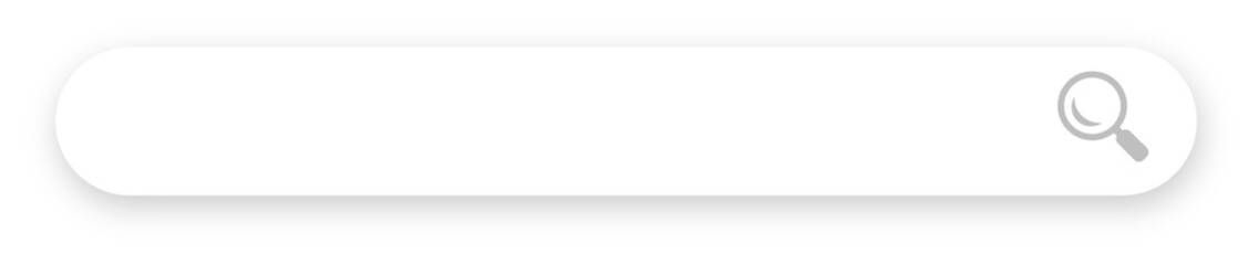 Search bar with shadow on transparent background. Search engine box user interface.