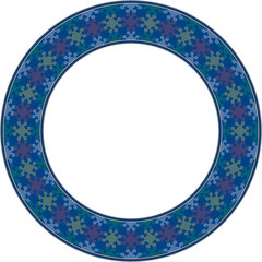 Vintage pattern stylish round frame colorful stitch texture geometry cross