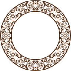 Vintage botanic garden retro plant pattern stylish round frame