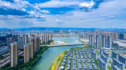 Urban Environment of Jinghu Bridge in Shaoxing City, Zhejiang Province, China