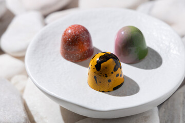 handmade chocolates in chocolate glaze