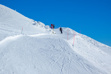 Easy Ski Slope for Beginners and Blue Sky