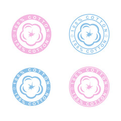 Fototapeta na wymiar Cotton symbol in circle. Logo template Organic cotton in pink and blue. vector eps10