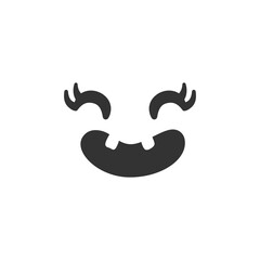 Cute Halloween Face. Jack o lantern happy face with eyelashes. Cartoon character