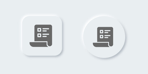 List solid icon in neomorphic design style. Checklist signs vector illustration.