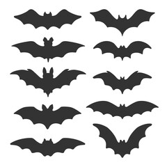 Set of flying bats. Halloween bat collection