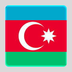 3D Flag of Azerbaijan on a avatar square background.