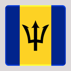 3D Flag of Barbados on a avatar square background.