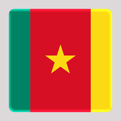 3D Flag of Cameroon on a avatar square background.