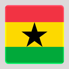 3D Flag of Ghana on a avatar square background.