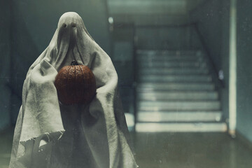 White ghost in haunted house