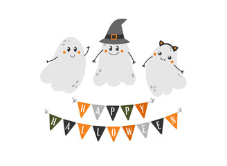 Halloween card with ghosts