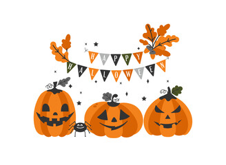 Halloween card with pumpkins