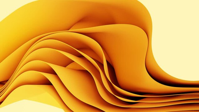 Abstract fluttering layers of orange fabric - dynamic textile bending, 4k looped video