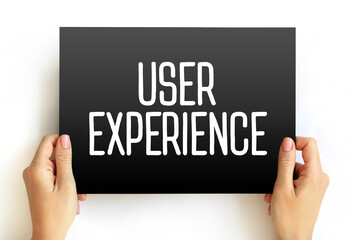 User Experience text on card, concept background