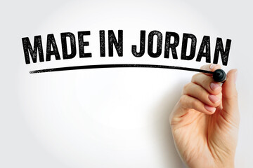Made in Jordan text with marker, concept background