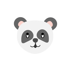 Hand drawn cute panda. Childish animal white bear with grey eyes and pink ears.