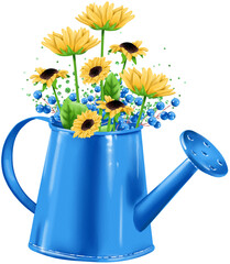 Sunflowers and berries in watering can © FruttiColors